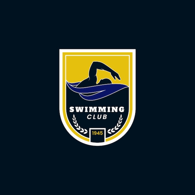 Vettore gratuito modello di logo di nuoto design piatto