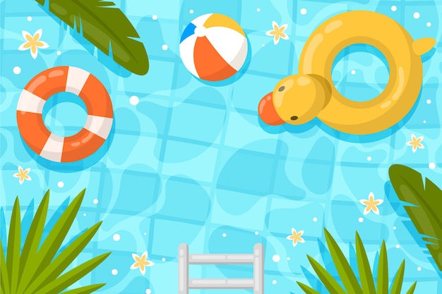 Flat design swimming pool background