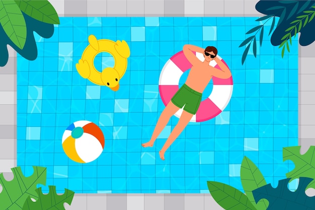 Flat design swimming pool background