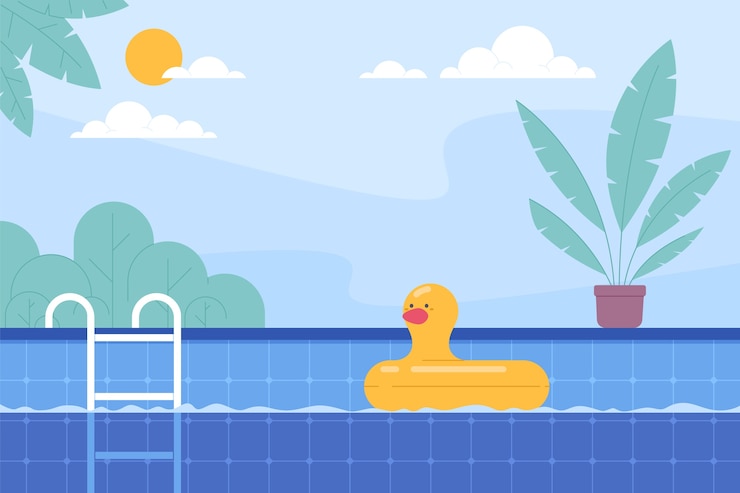 무료 Vector 평면 디자인 수영장 배경
