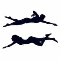 Vettore gratuito illustrazione di silhouette di nuoto a disegno piatto