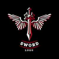 Free vector flat design sword wings logo