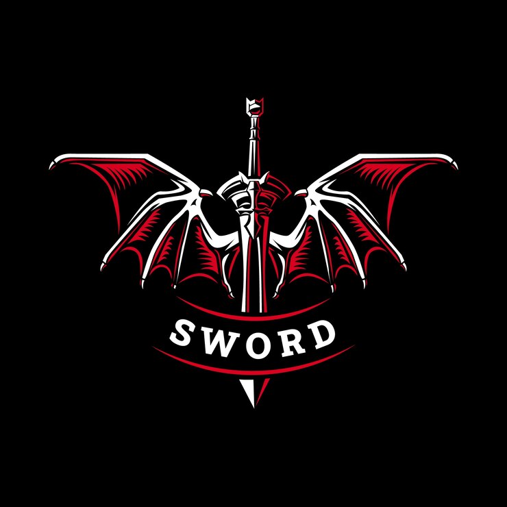 Free Vector flat design sword wings logo