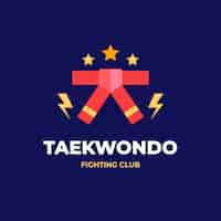 Vettore gratuito design piatto del logo del taekwondo