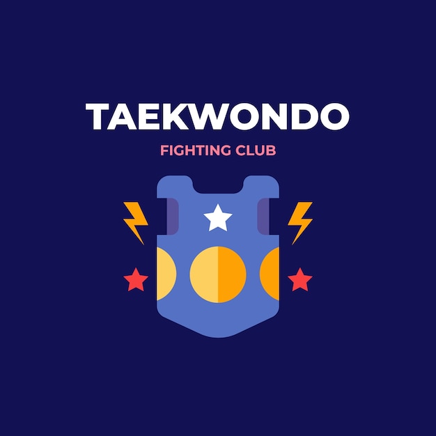 Vettore gratuito design piatto del logo del taekwondo