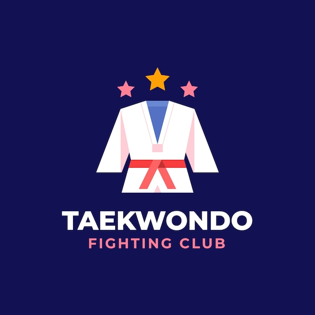 Vettore gratuito design piatto del logo del taekwondo