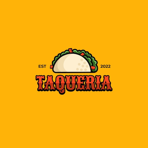 Flat design taqueria logo template