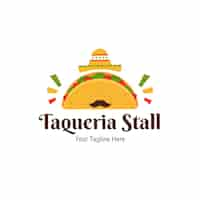 Vettore gratuito design piatto di modelli di logo taqueria