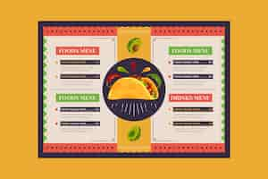 Free vector flat design taqueria menu template