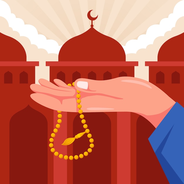 Flat design tasbih illustration