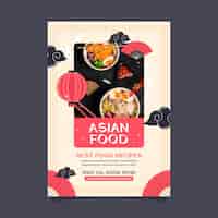 Free vector flat design tasty asian food poster template