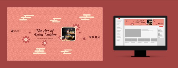 フラットなデザインのおいしいアジア料理 youtube チャンネル アート
