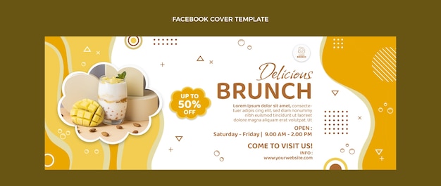 Design piatto gustoso brunch copertina facebook