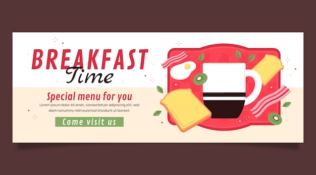 Flat design tasty food restaurant facebook cover