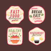 Free vector flat design tasty food restaurant labels