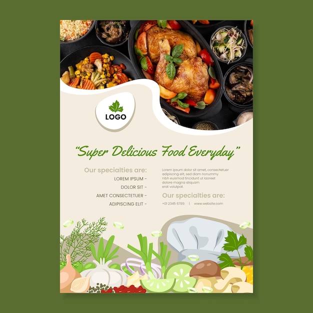 Free vector flat design tasty food restaurant poster