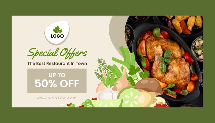 मुफ़्त वेक्टर flat design tasty food restaurant sale banner