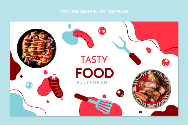 Vettore gratuito design piatto gustosa salsiccia arte del canale youtube