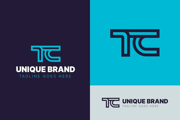 Vettore gratuito design piatto tc logo design