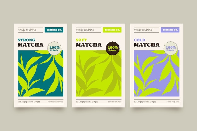 Flat design tea label template set