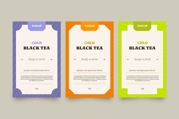 Free vector flat design tea label template set