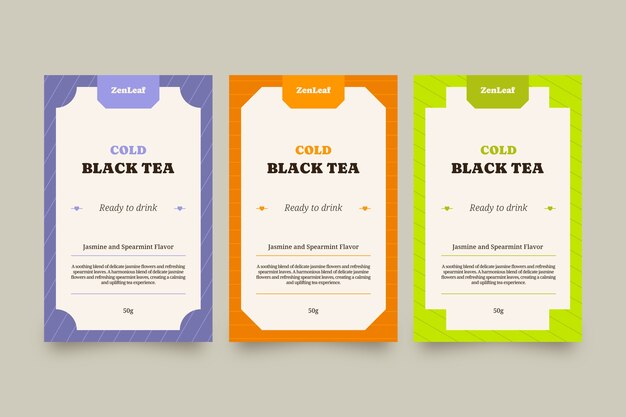 Flat design tea label template set