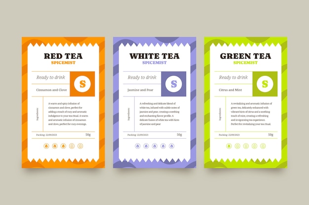 Free vector flat design tea label template set