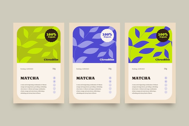 Flat design tea label template set