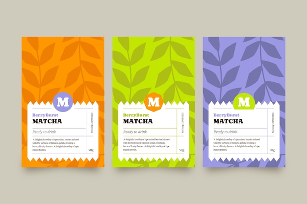 Flat design tea label template set