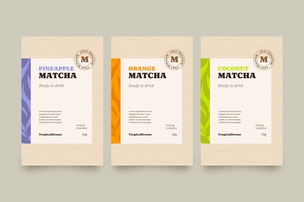 Flat design tea label template set