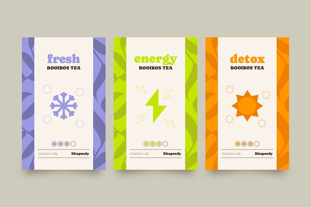 Flat design tea label template set