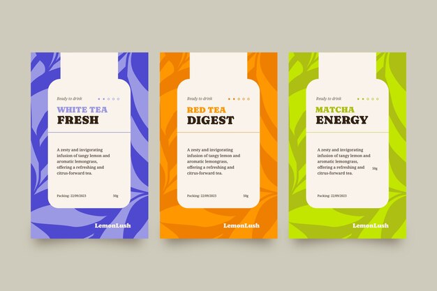 Flat design tea label template set