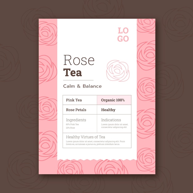 Flat design tea label template