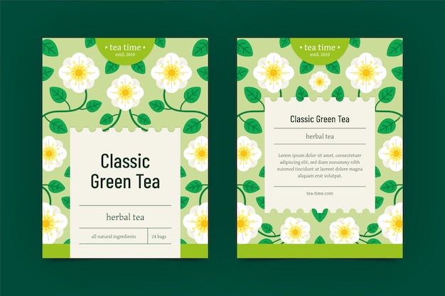 Free vector flat design tea label template