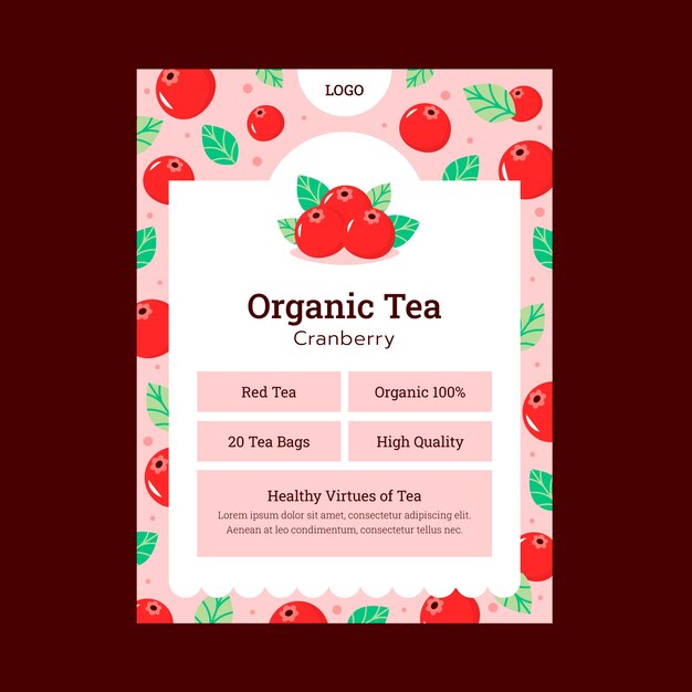 Free vector flat design tea label template