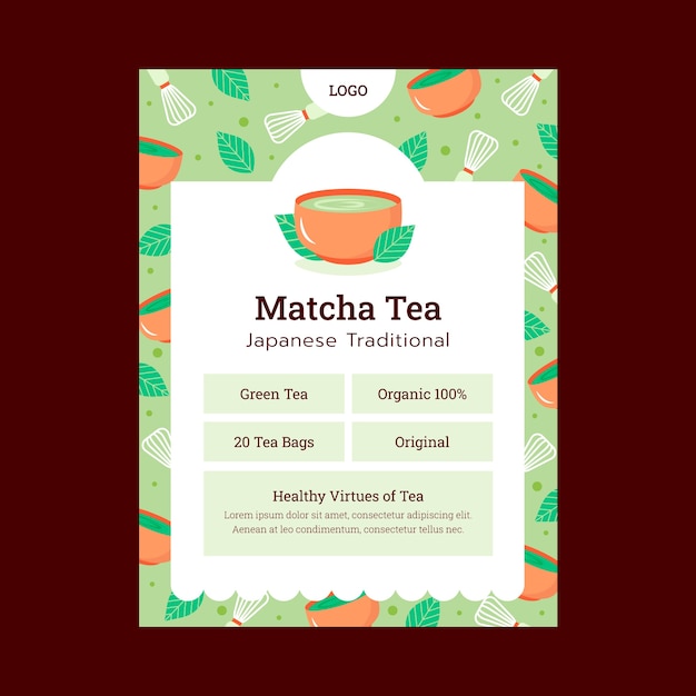 Flat design tea label template