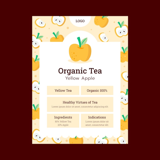 Flat design tea label template