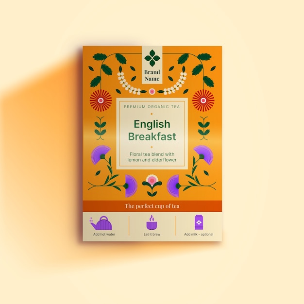 Free vector flat design tea label template