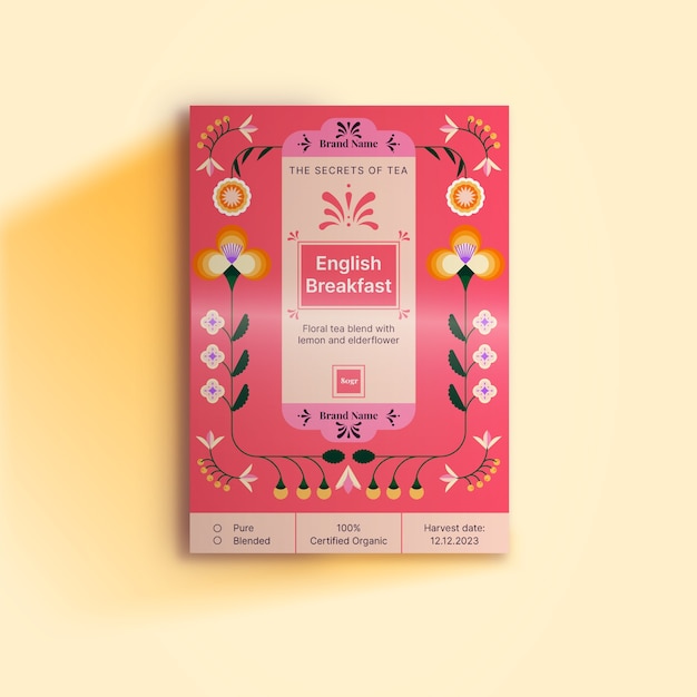 Flat design tea label template