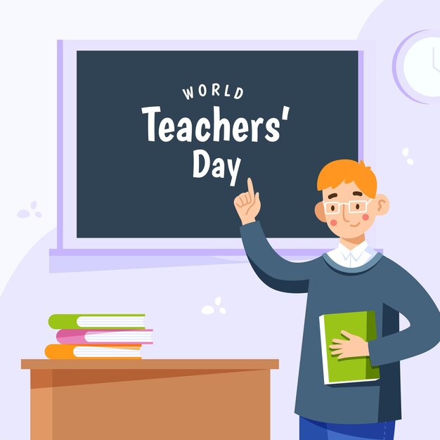 Плоский дизайн концепции дня учителя