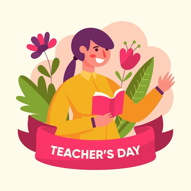 Flat design teachers' day event