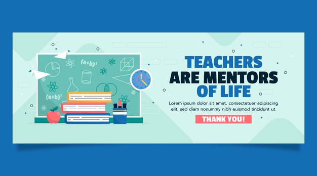 Free vector flat design teaching job  facebook cover template