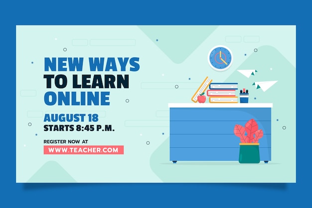 Vettore gratuito modello di webinar sul lavoro di insegnamento del design piatto