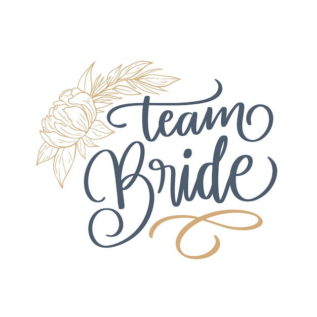 Vettore gratuito iscrizione della sposa del team di design piatto