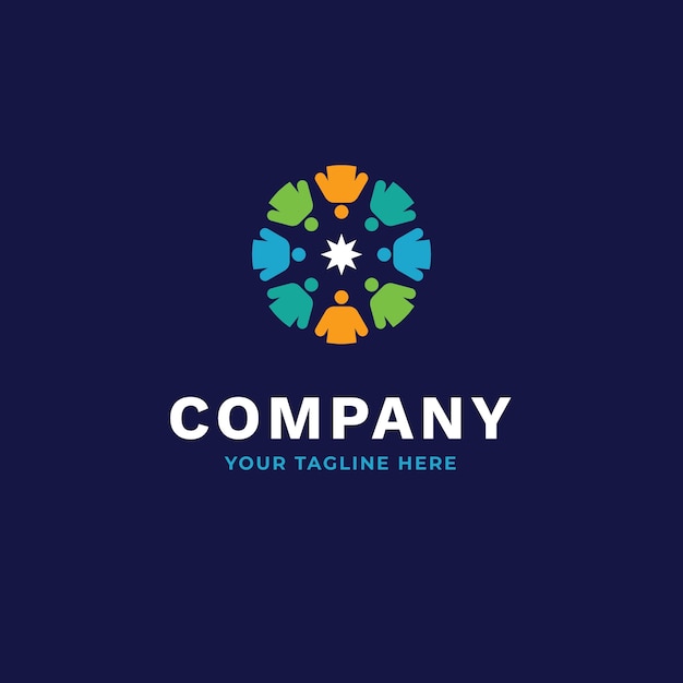 Дизайн логотипа совместной работы в плоском дизайне