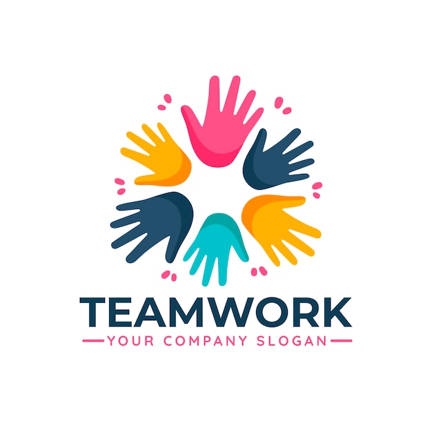 Free vector flat design teamwork logo template