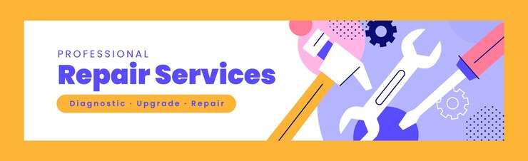無料Vector フラットなデザインの技術修理のリンクされたバナー