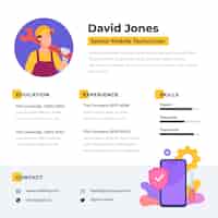 Free vector flat design tech repair online resume