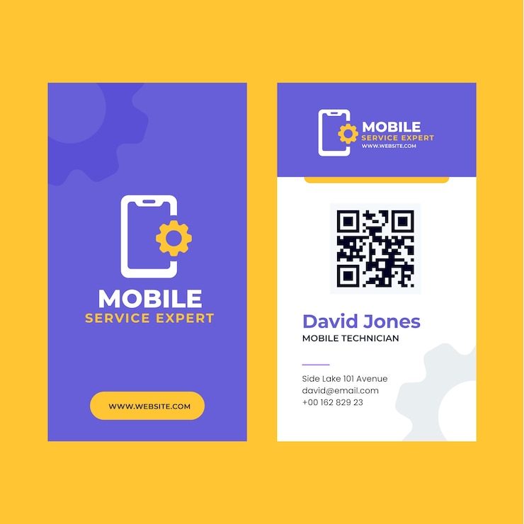 Free Vector flat design tech repair vertical business card