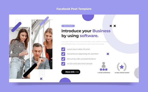 Vettore gratuito modello di post di facebook con tecnologia di design piatto